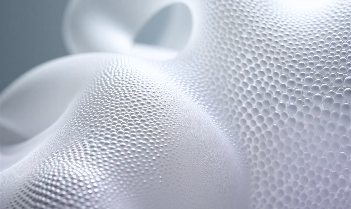 Close-up of a white abstract surface covered with small raised circular bumps.