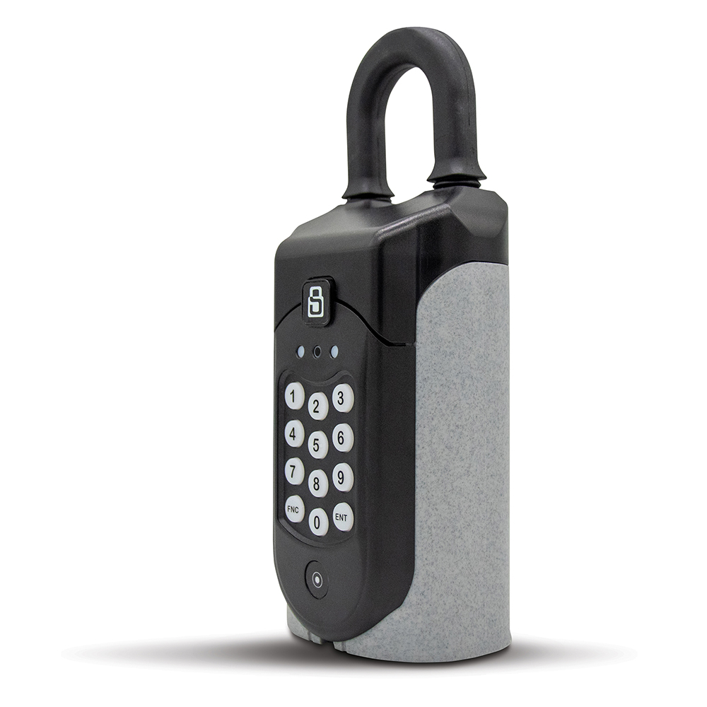 A SentriGuard lockbox angled towards the right.