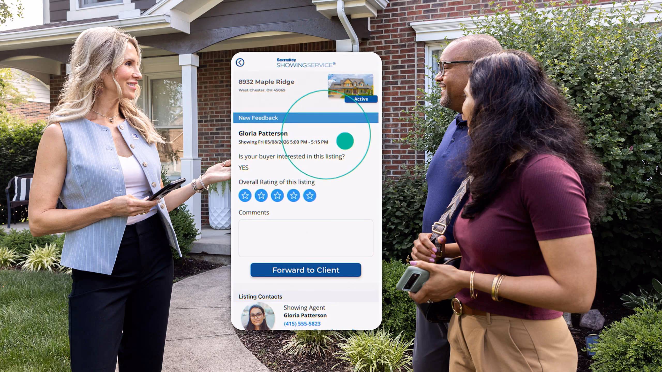 A real estate agent setting up automated client feedback from their smartphone.