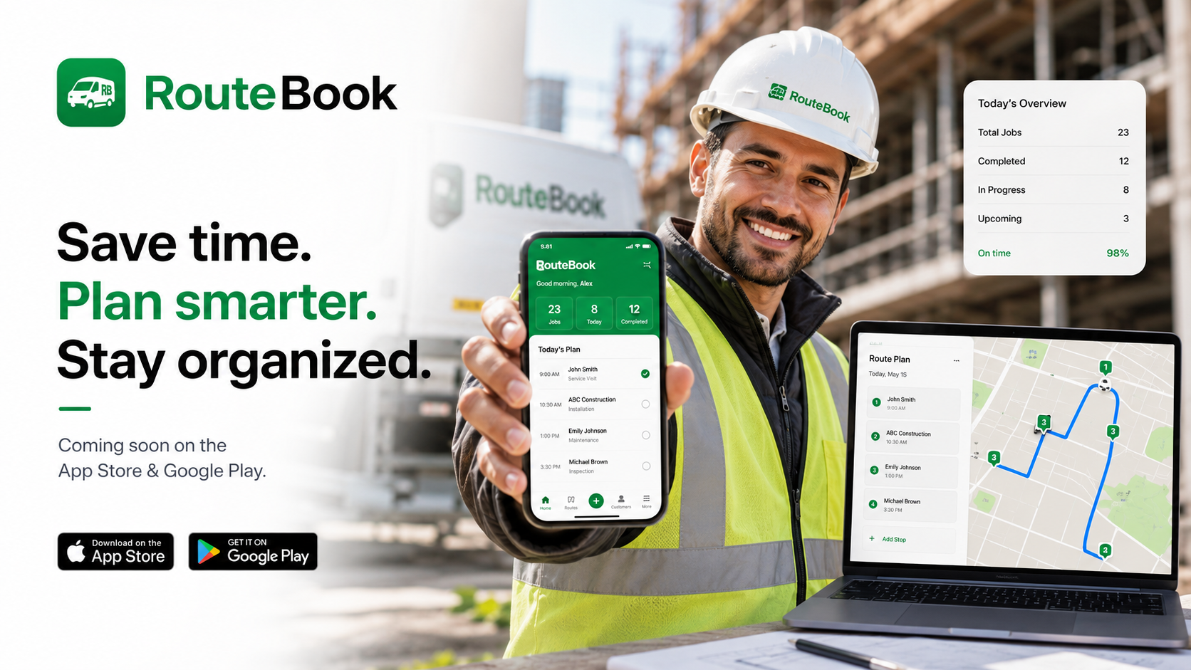 Construction professional planning routes with RouteBook