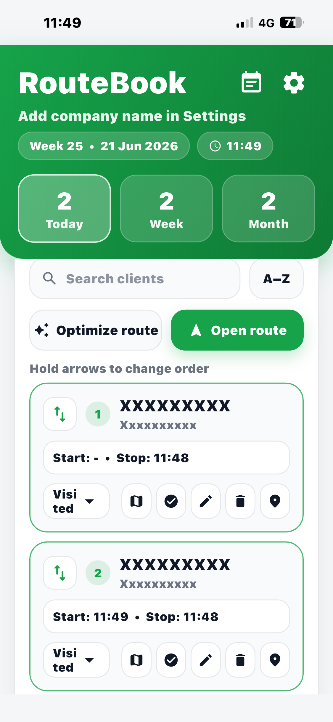 Visit Status & Time