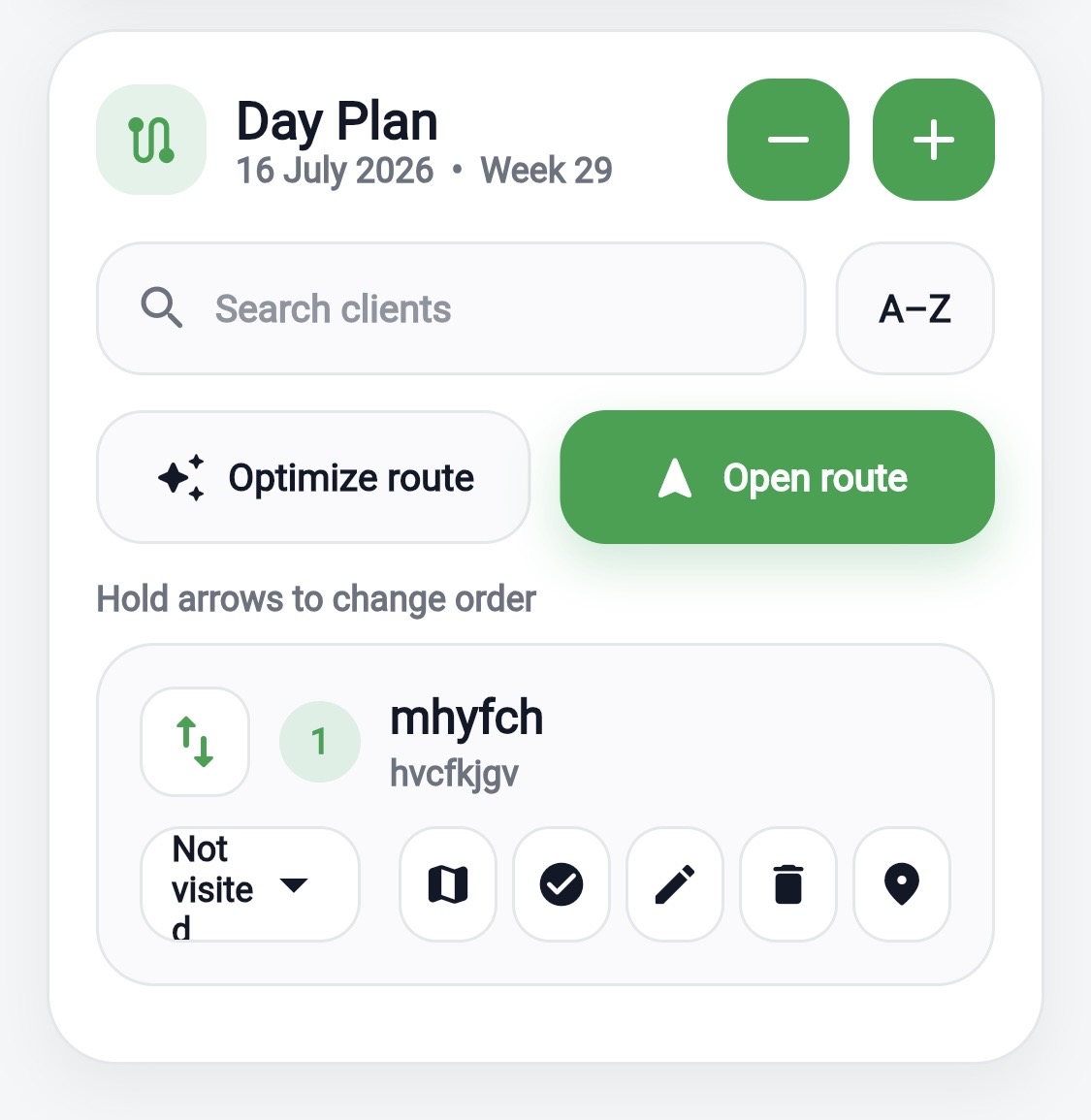 Open route button