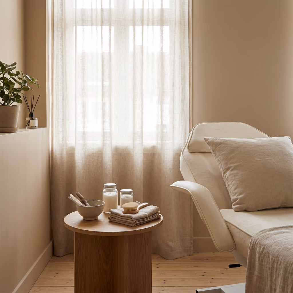 Corner of a calm private treatment room