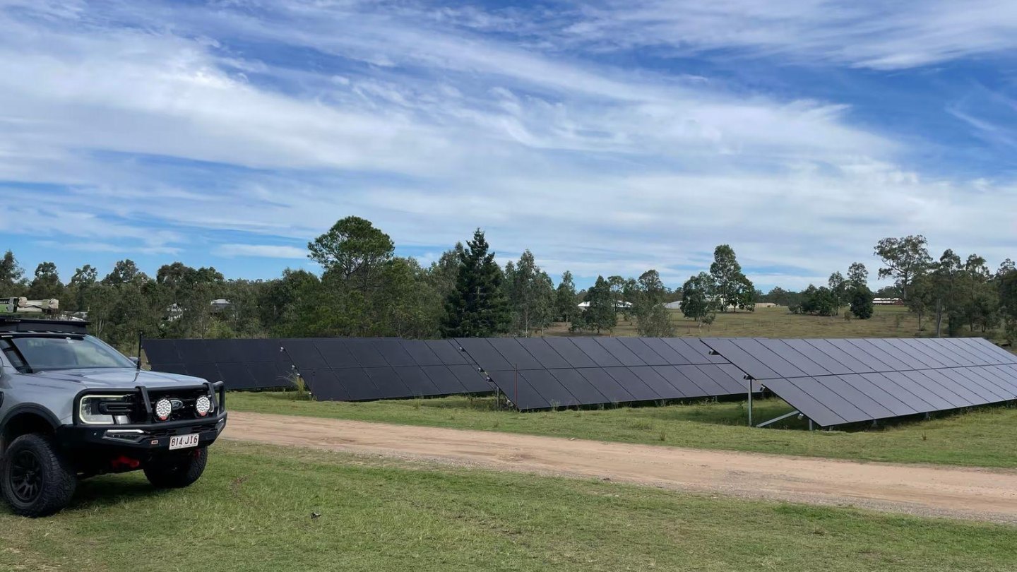 Ground-mounted solar array on a rural property at Karalee in Ipswich