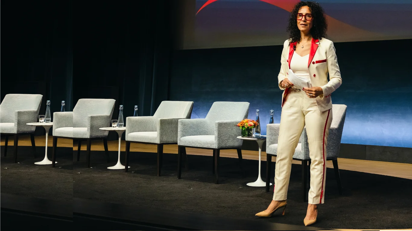 Monica Marquez speaking on stage