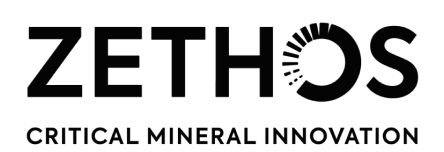 ZETHOS logo with tagline Critical Mineral Innovation.