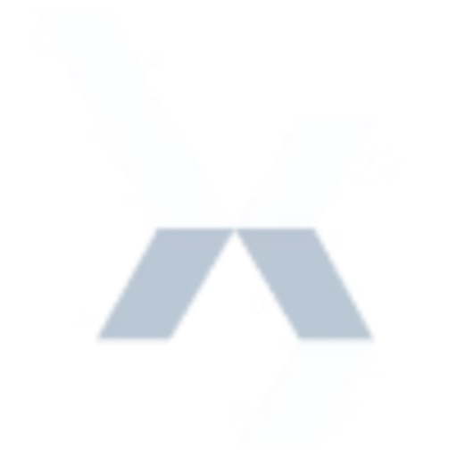 Abstract geometric shape composed of white and light gray angled segments forming an X-like figure.