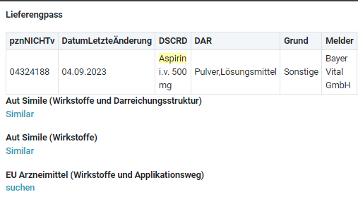 Searching the EU medicine database for an alternative