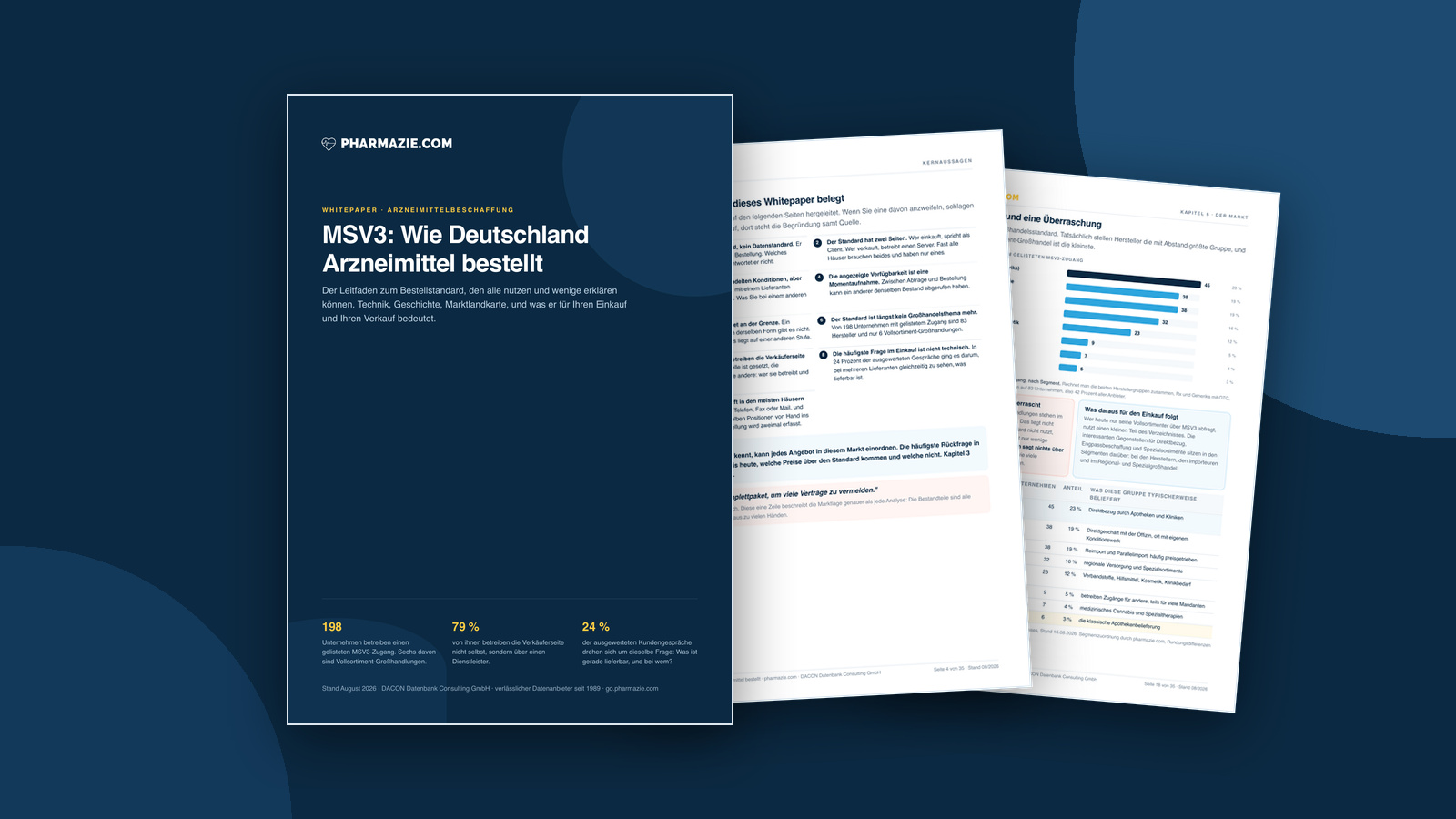 Titelseite und Innenseiten des pharmazie.com Whitepapers zum MSV3-Bestellstandard