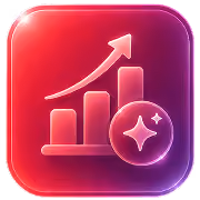 Rosa Icon mit aufsteigendem Diagramm und glänzendem Sternsymbol.