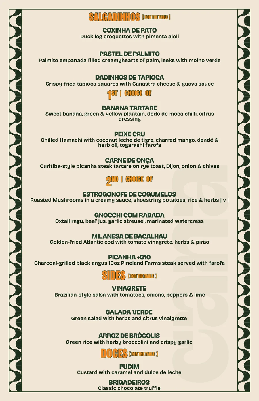 CANA $65 Summer Restaurant Week dinner menu