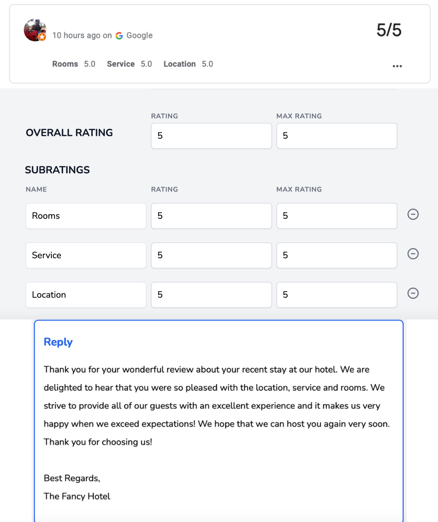 Wie man auf 5-Sterne-Bewertungen bei Google Reviews für Hotels reagiert