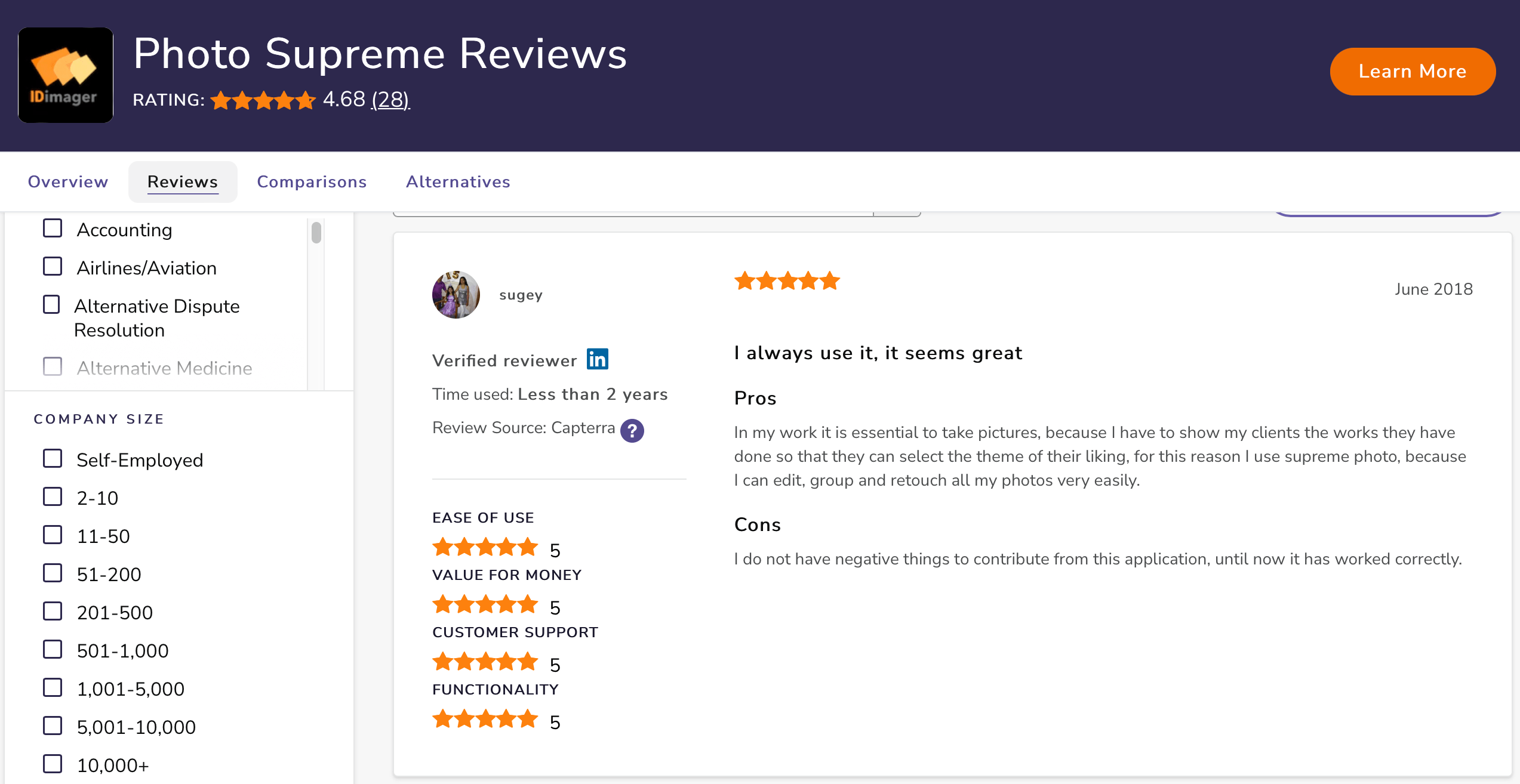 Recensioni di foto supreme con valutazione a 5 stelle, consigli sul software
