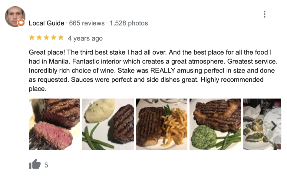 screenshot positive review for marketing