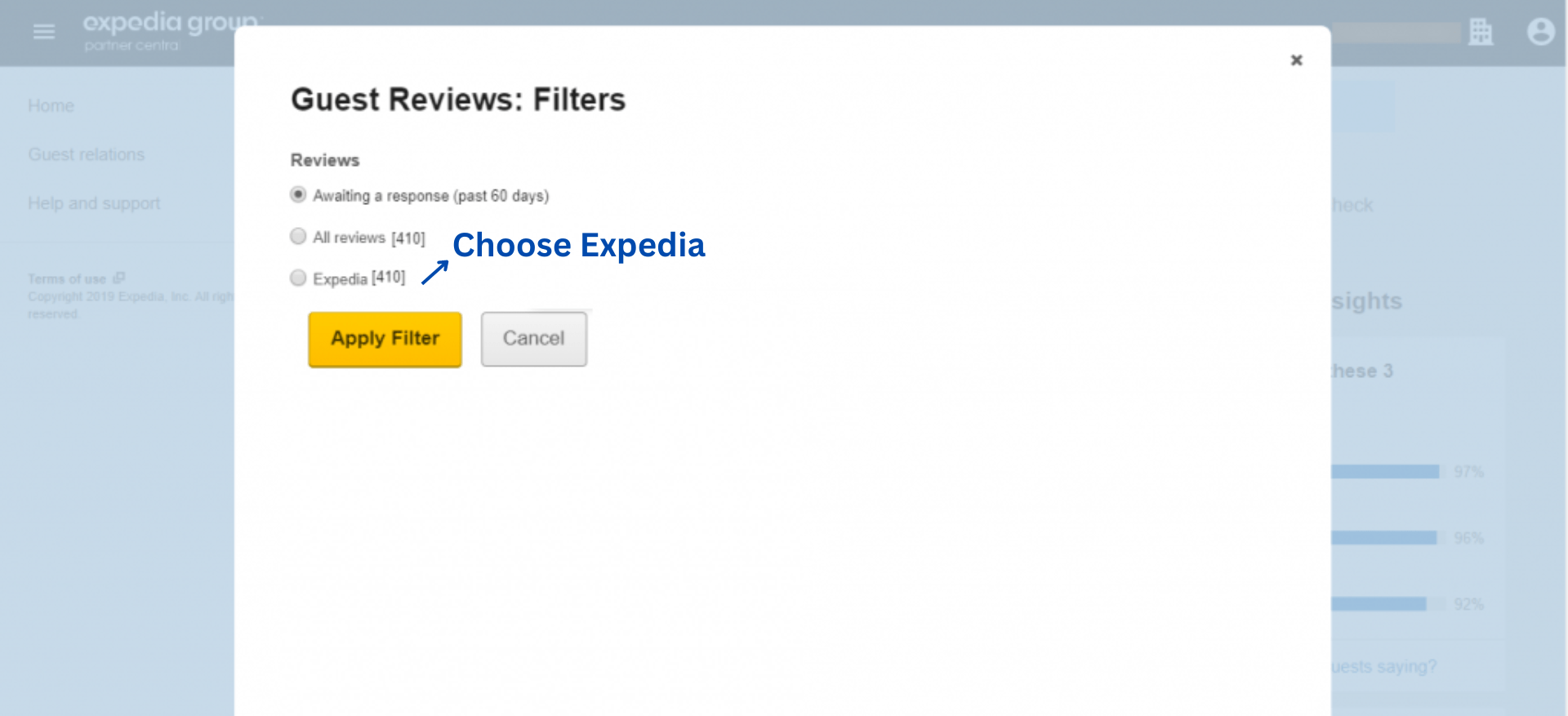 come filtrare le recensioni di Expedia