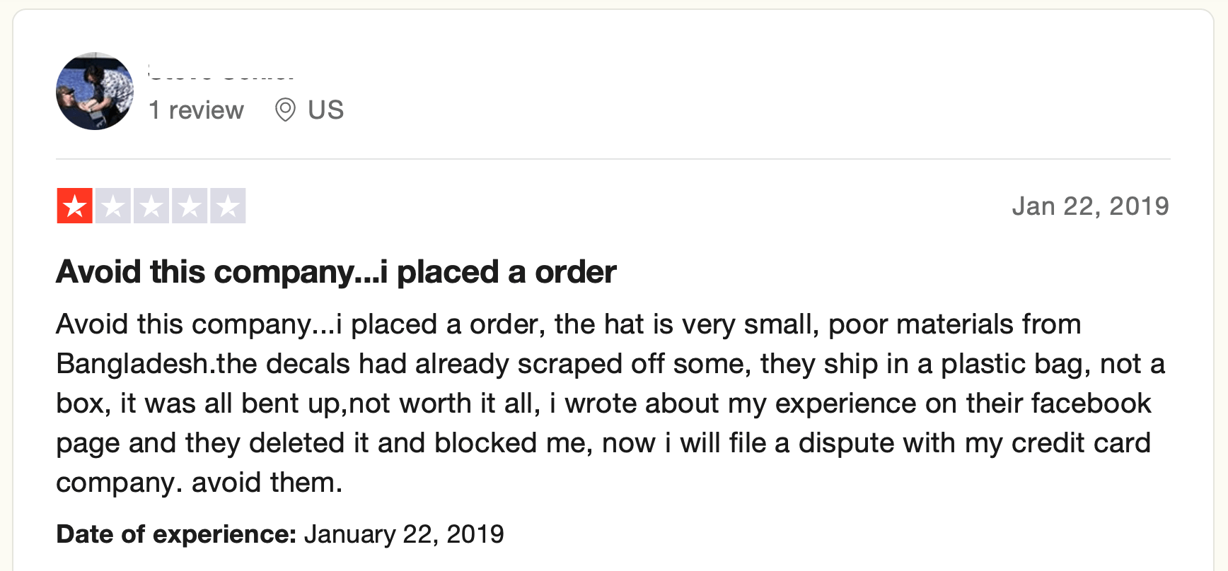 recensione negativa-trustpilot-negozio-di-abbigliamento