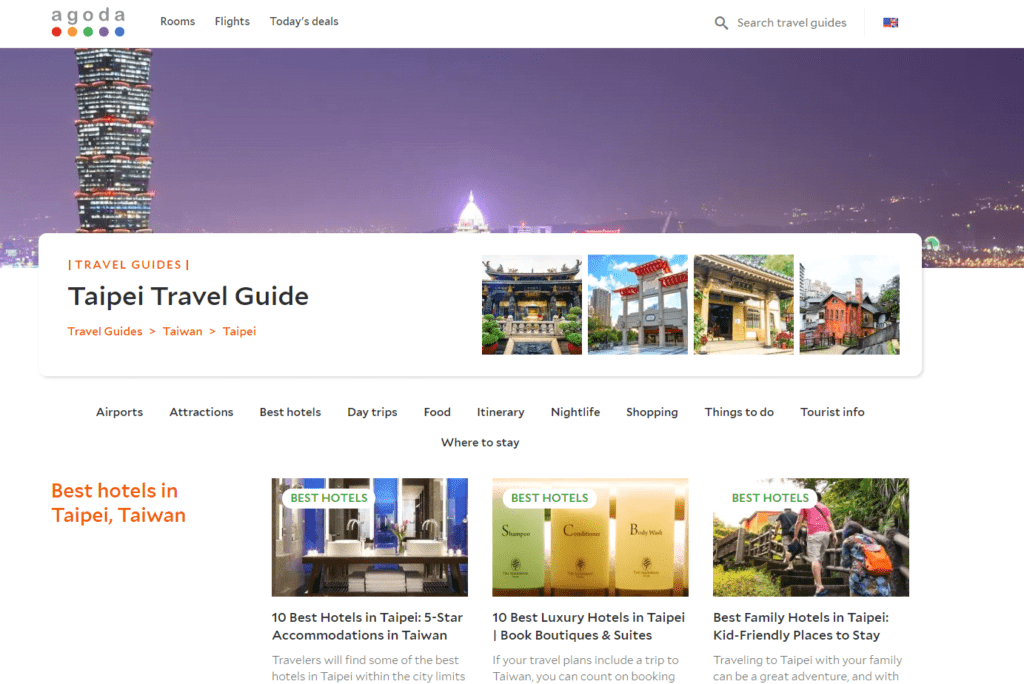 Sitio web de reservas de Agoda