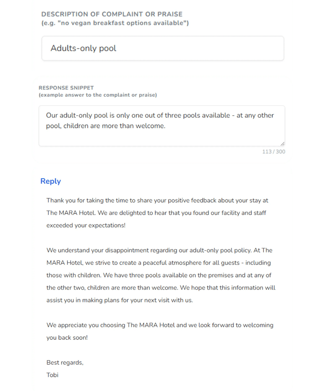 screenshot di smart snippets MARA AI