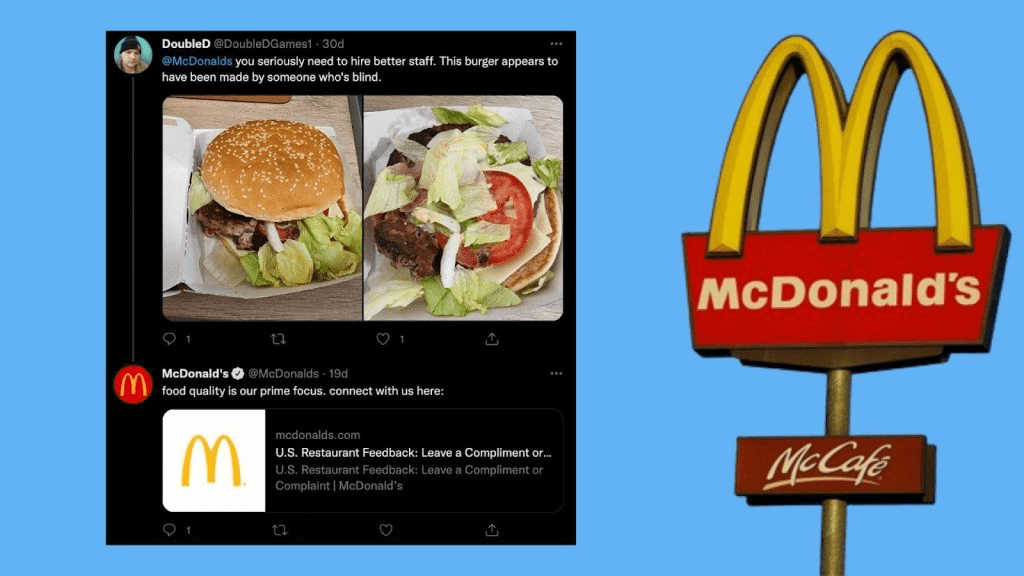 screenshot della risposta Twitter di McDonald's