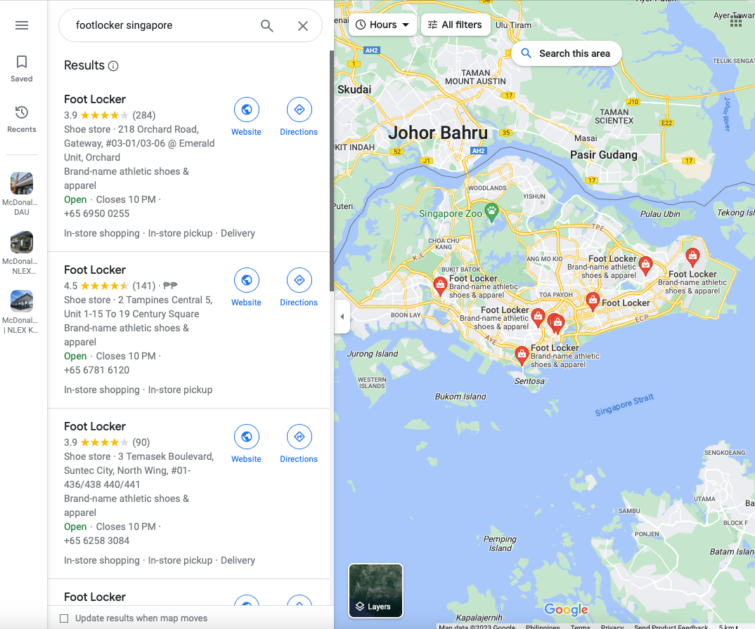 ricerca su Google per footlocker