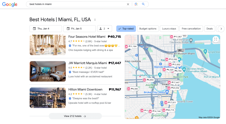 screenshot google maps pack hotel miami