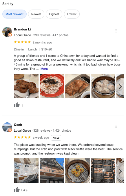 Google esamina i contenuti più pertinenti con foto