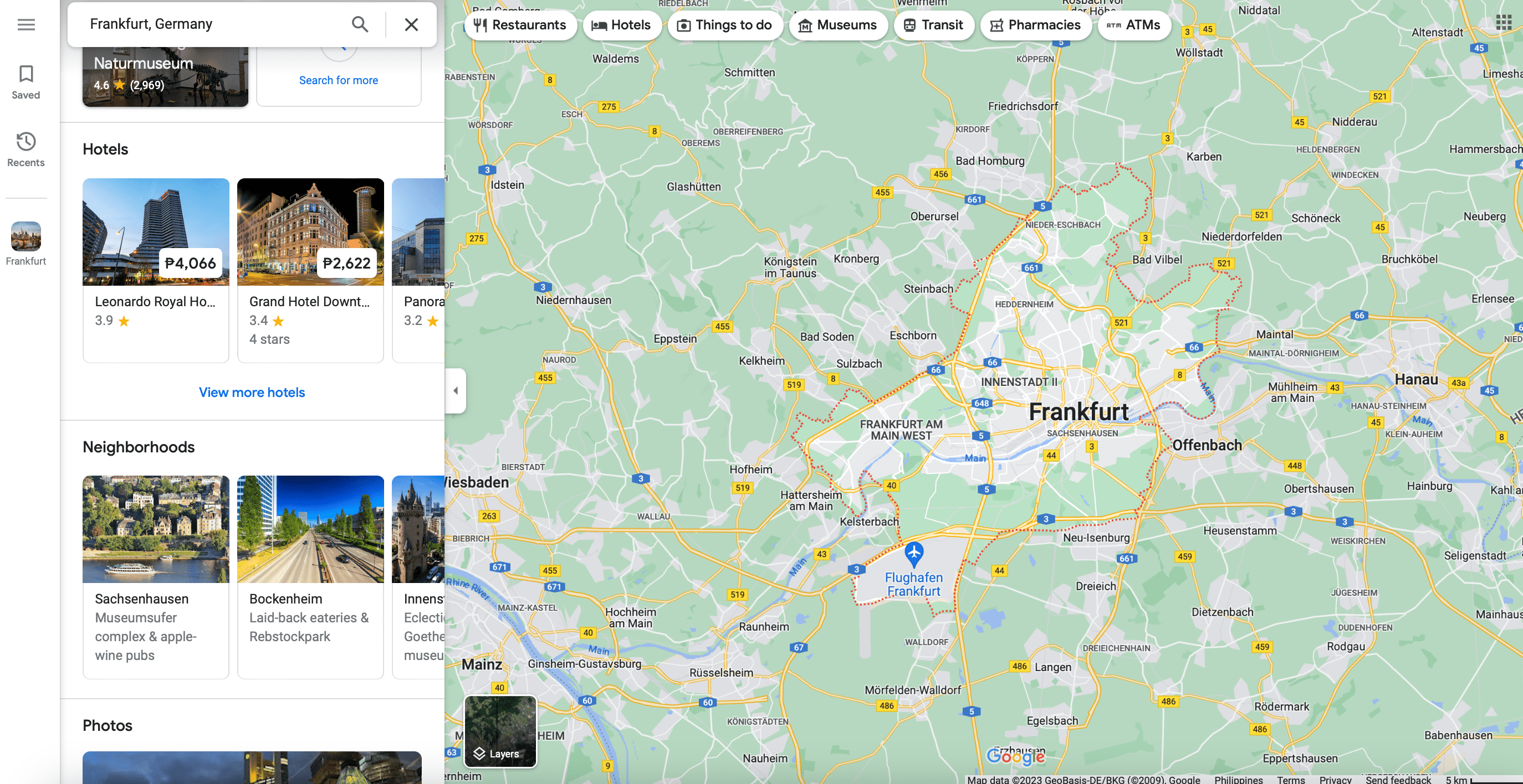 Suggestion automatique de capture d'écran de Google Maps pour Francfort, Allemagne