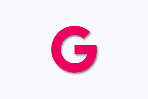 un badge rosa di recensione di Google