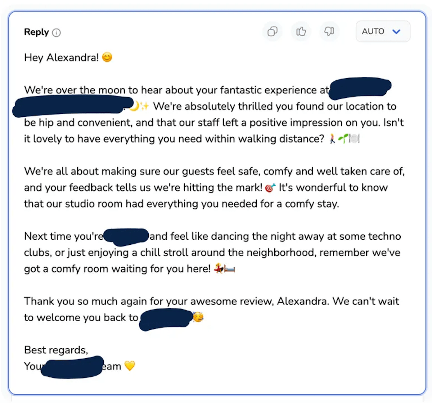 screenshot mara ai recensione risposta brand voice