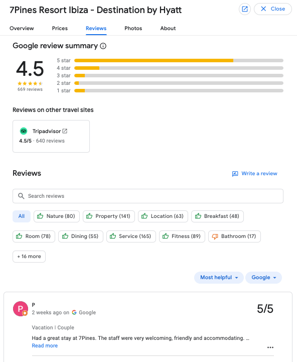 visualizzazione della valutazione finale di Google