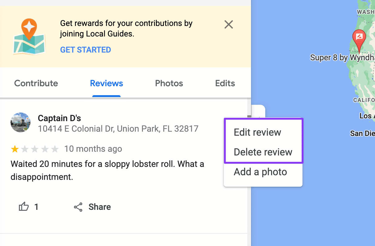 reseña de Google eliminada