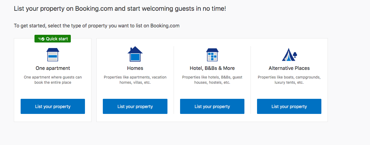 screenshot booking.com aggiunta proprietà indirizzo diverso