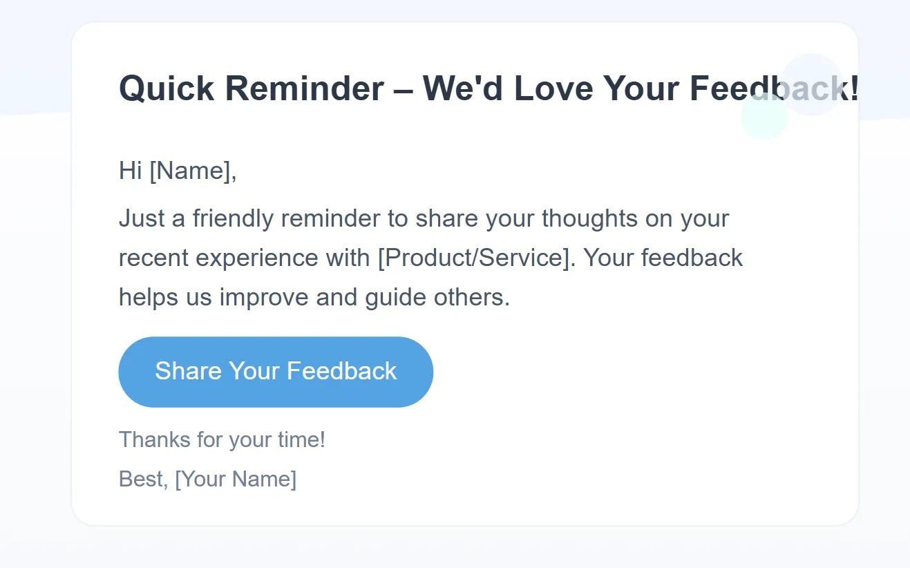 e-mail di raccolta recensioni