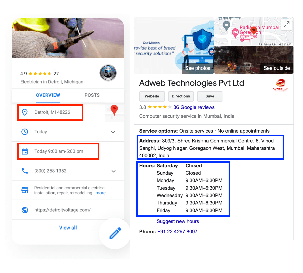 informazioni complete google business