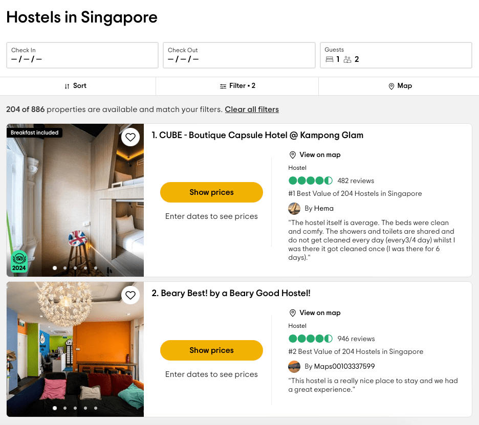 screenshot tripadvisor hotel singapore