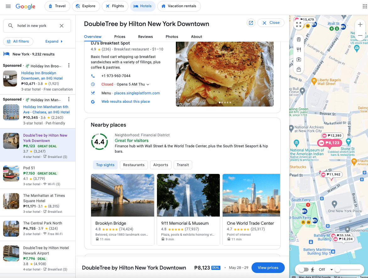 Google My Business Doubletree Nueva York
