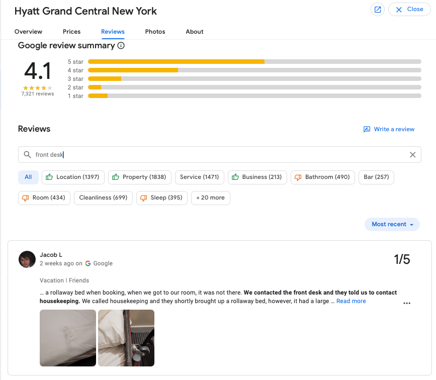 screenshot barra di ricerca recensioni google