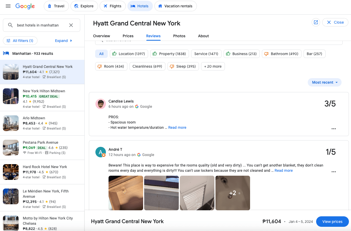 screenshot recensioni scheda scheda attività Google
