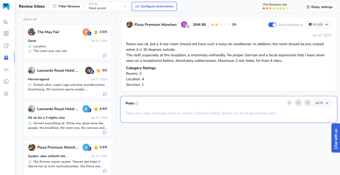 piattaforma di monitoraggio delle recensioni