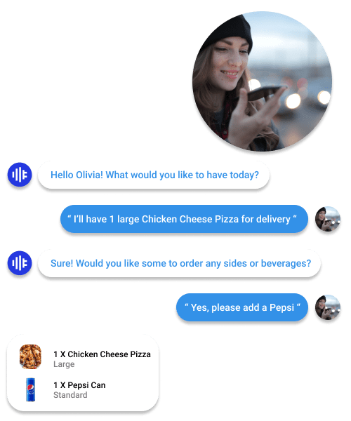 Interfaz de pedidos de inteligencia artificial de VoicePlug