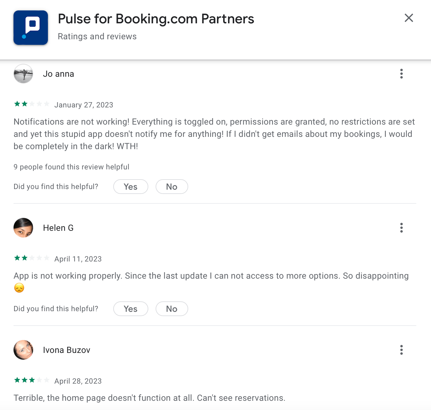 Nutzerbewertungen im Google Play Store
