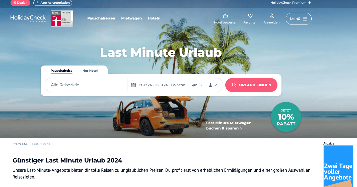 ofertas de último minuto de vacaciones