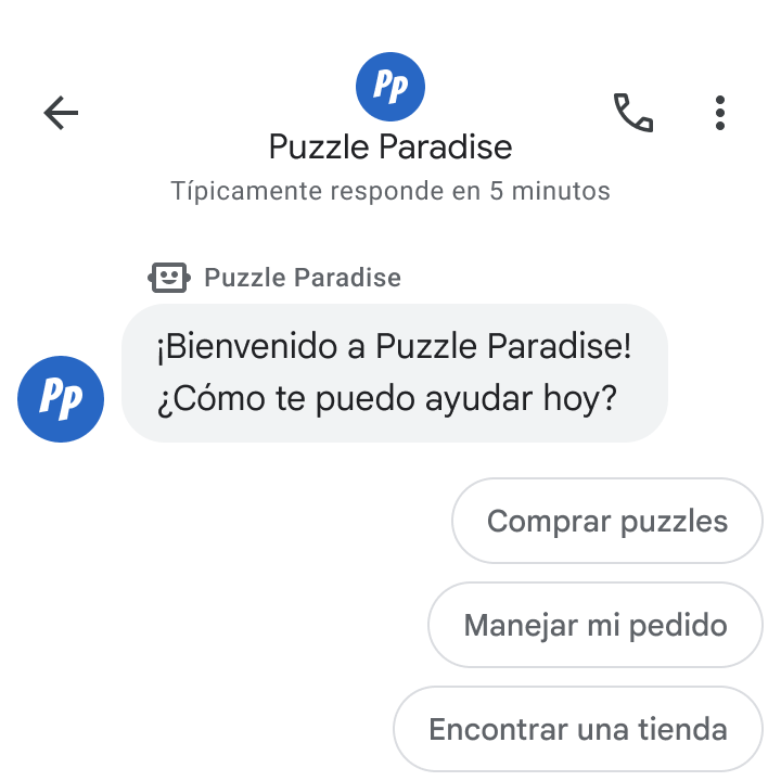 Beispiel für die Lokalisierung von Google-Business-Messages