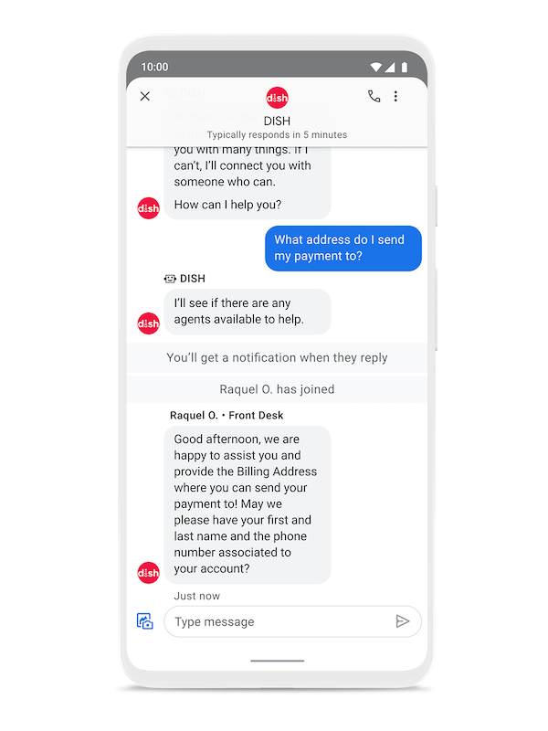 Beispiel eines Google Business Chats