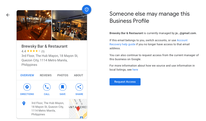 rivendica il profilo aziendale di Google