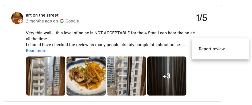 screenshot segnalazione recensione negativa google