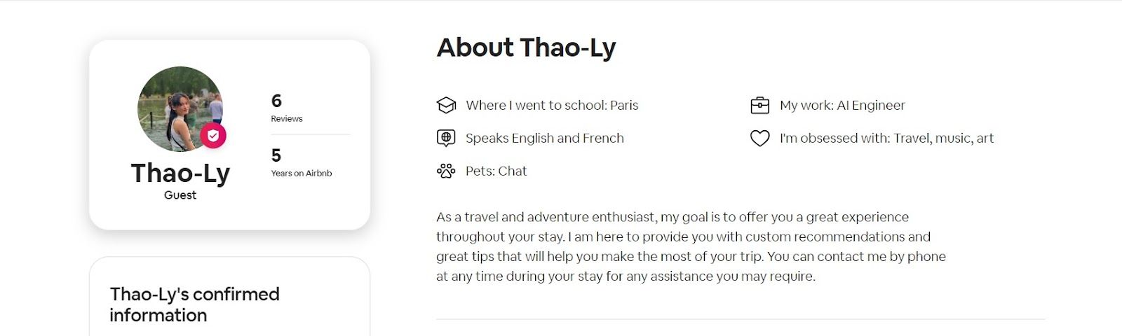 aktives Airbnb-Gästeprofil