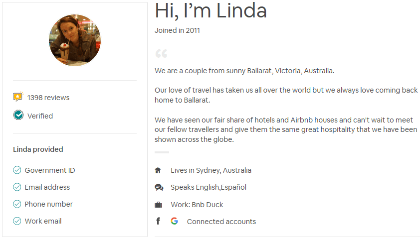 Beispiel für ein gutes Airbnb-Gastgeberprofil
