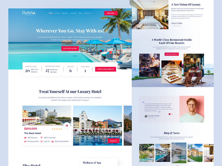landing page per la prenotazione diretta dell'hotel