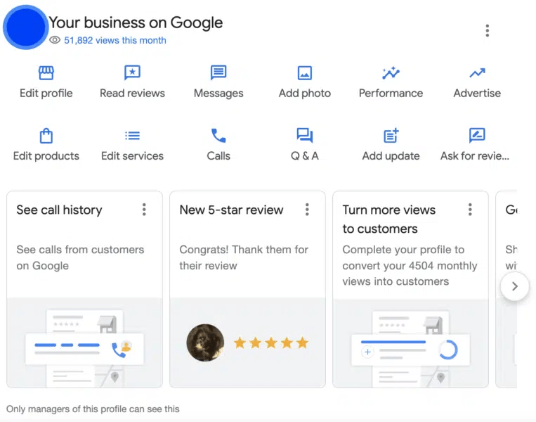 pannello di controllo aziendale di Google